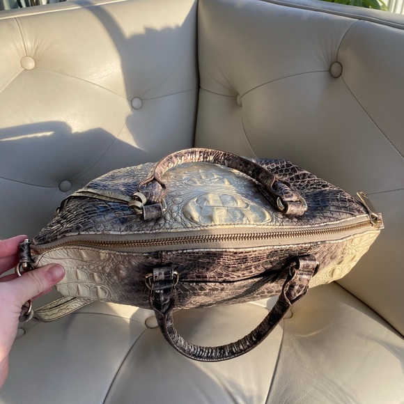 Brahmin Large Duxbury Satchel Veranda Melbourne Croc Embossed Leather Bag - Picture 6 of 12
